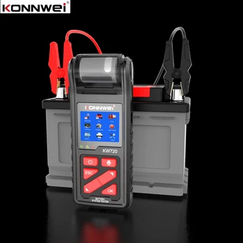 Тестер автомобильного аккумулятора KONNWEI KW720 с функцией печати 6 В 12 В 24 В Анализатор заряда Тест проворачивания Тест зарядки Максимальная нагрузка