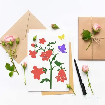 Трафареты для рисования в стиле ретро с цветочными листьями M17F 20x Гибкие для изготовления подарочных карт