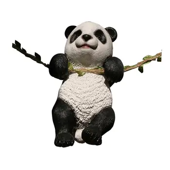 Украшения в виде скульптуры панды, имитация садовой подвески, Очаровательная статуя панды на открытом воздухе для заднего двора, внутреннего настольного дома