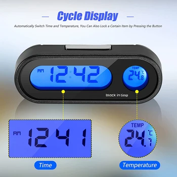 Цифровые часы для салона автомобиля, многофункциональный термометр, часы для крепления на приборной панели