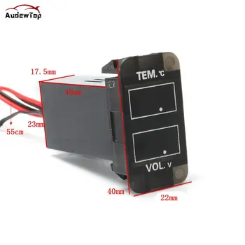 Черный автомобильный вольтметр, термометр, светодиодный цифровой двойной дисплей в реальном времени, простая неразрушающая установка для автомобиля TOYOTA, предназначенного