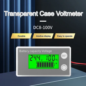 Индикатор емкости аккумулятора DC8-100V Вольтметр Светодиодный дисплей Индикатор емкости литиевой батареи Свинцово-кислотной батареи